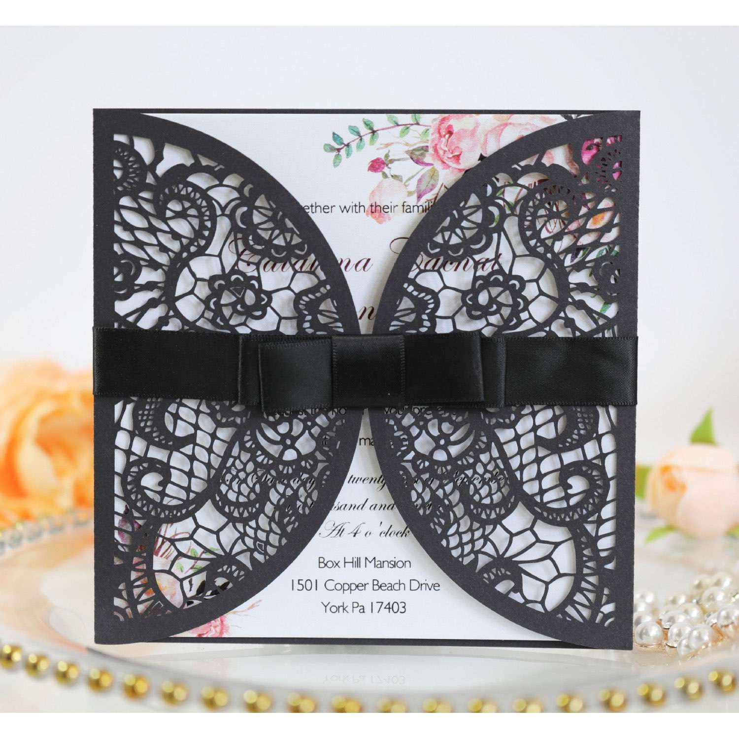 Elegant Invitation Card Square Wedding Card Holiday Greeting Card Laser Cut 
